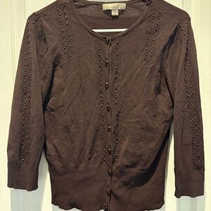 Vintage Brown Cardigan beaded detailing